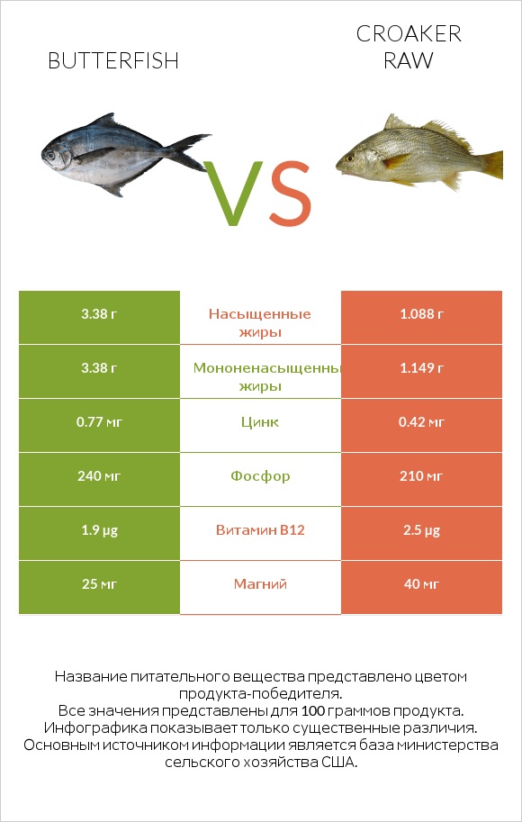 Butterfish vs Croaker raw infographic