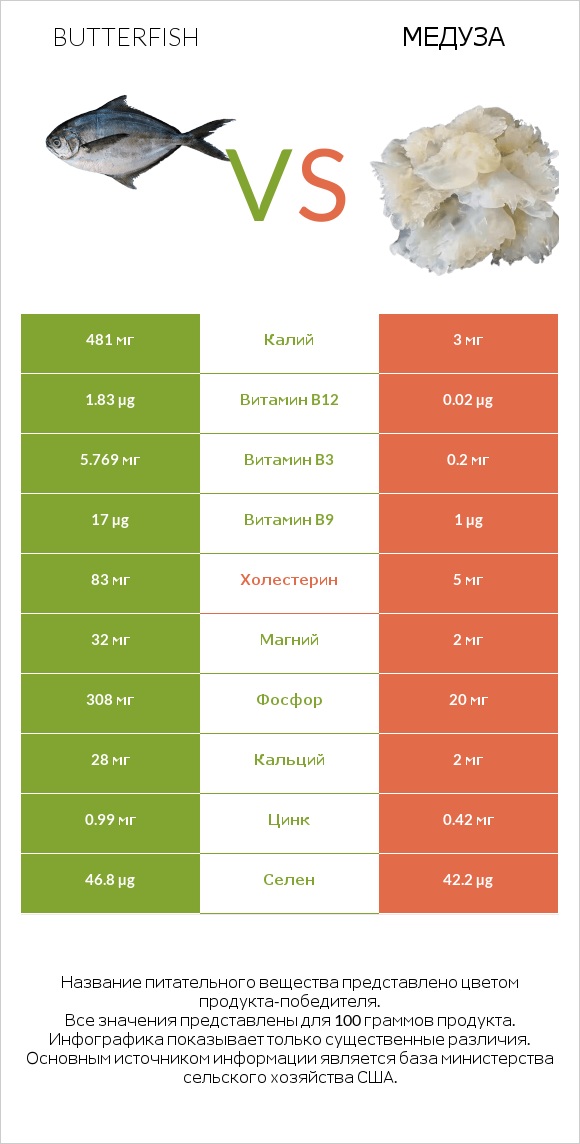 Butterfish vs Медуза infographic