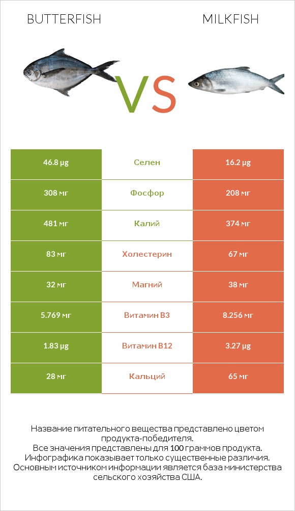 Butterfish vs Milkfish infographic