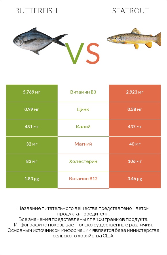 Butterfish vs Seatrout infographic