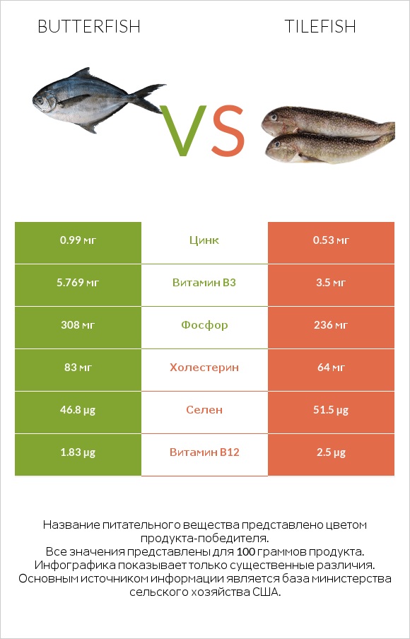 Butterfish vs Tilefish infographic