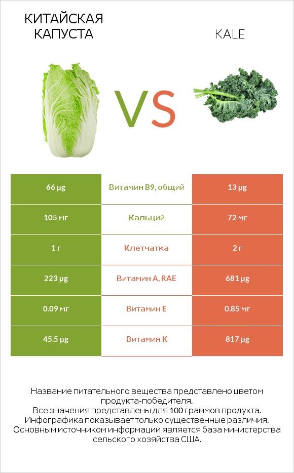 Китайская капуста vs Kale infographic