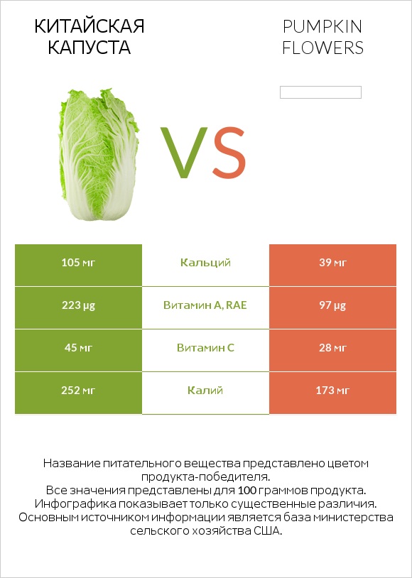 Китайская капуста vs Pumpkin flowers infographic