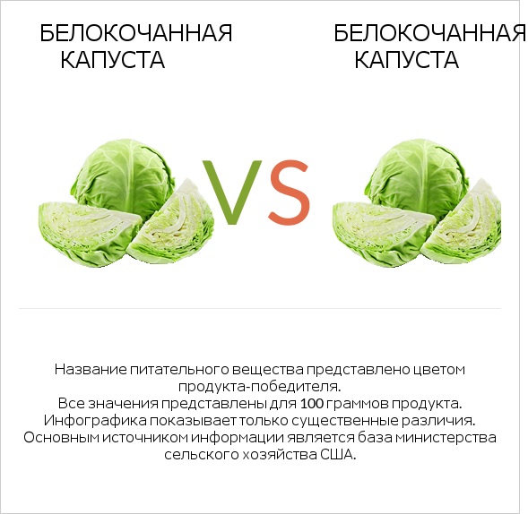 Белокочанная капуста vs Белокочанная капуста infographic