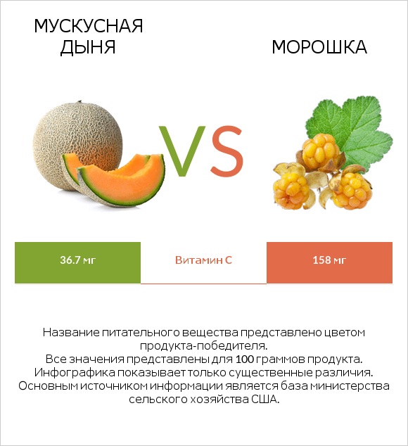 Мускусная дыня vs Морошка infographic