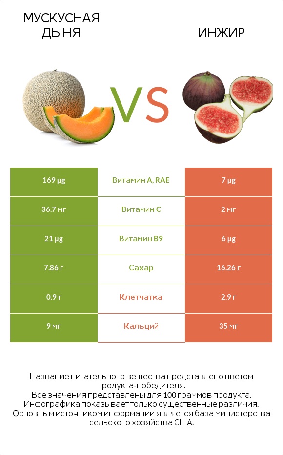 Мускусная дыня vs Инжир infographic