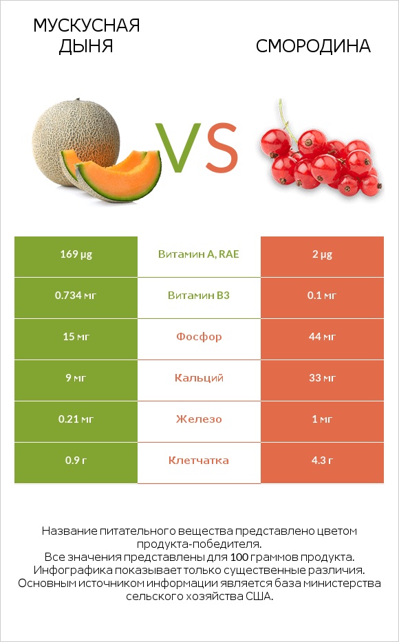 Мускусная дыня vs Смородина infographic