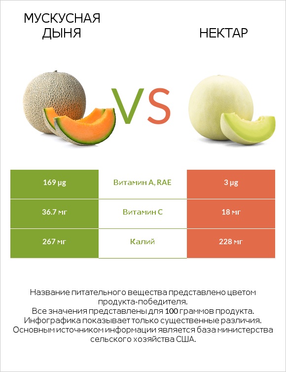 Мускусная дыня vs Нектар infographic