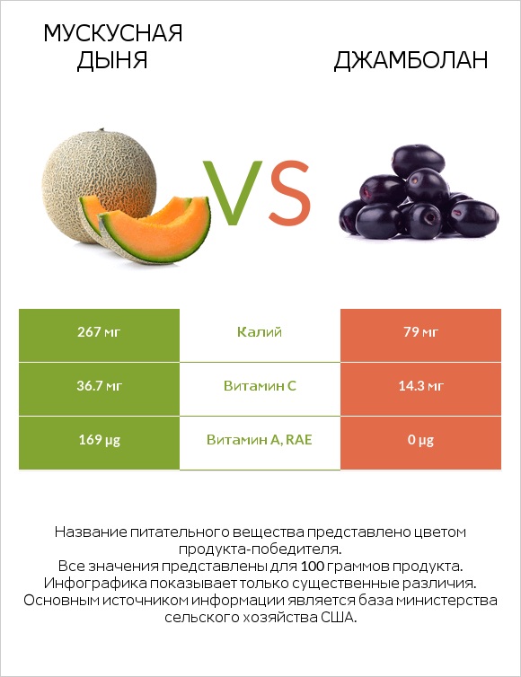 Мускусная дыня vs Джамболан infographic