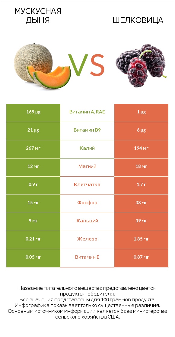 Мускусная дыня vs Шелковица infographic