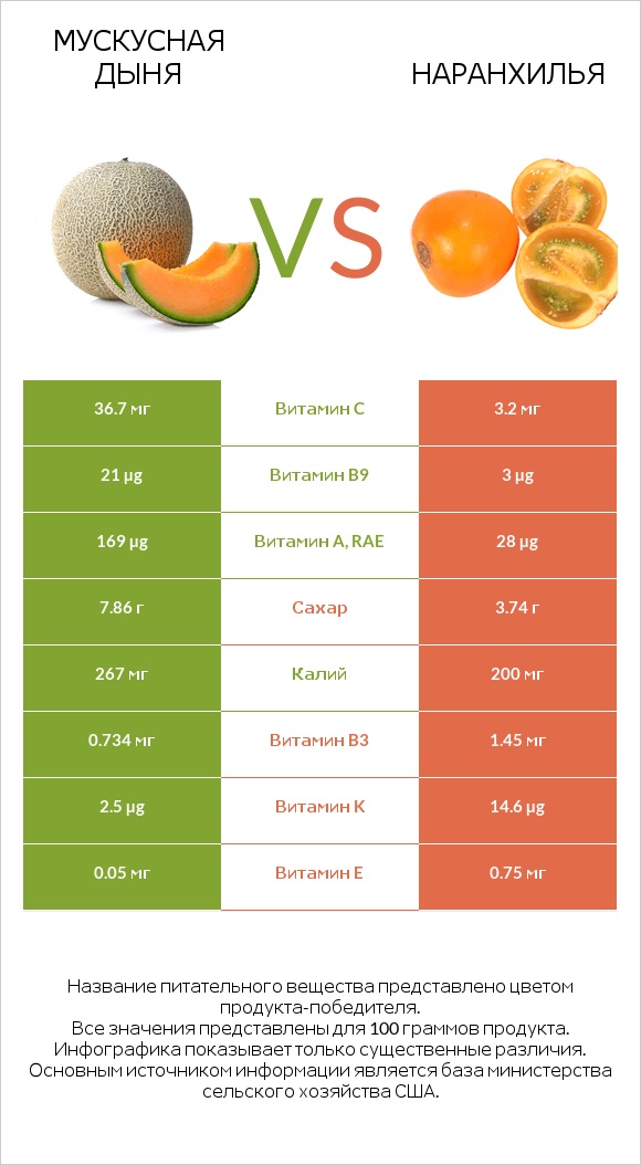 Мускусная дыня vs Наранхилья infographic