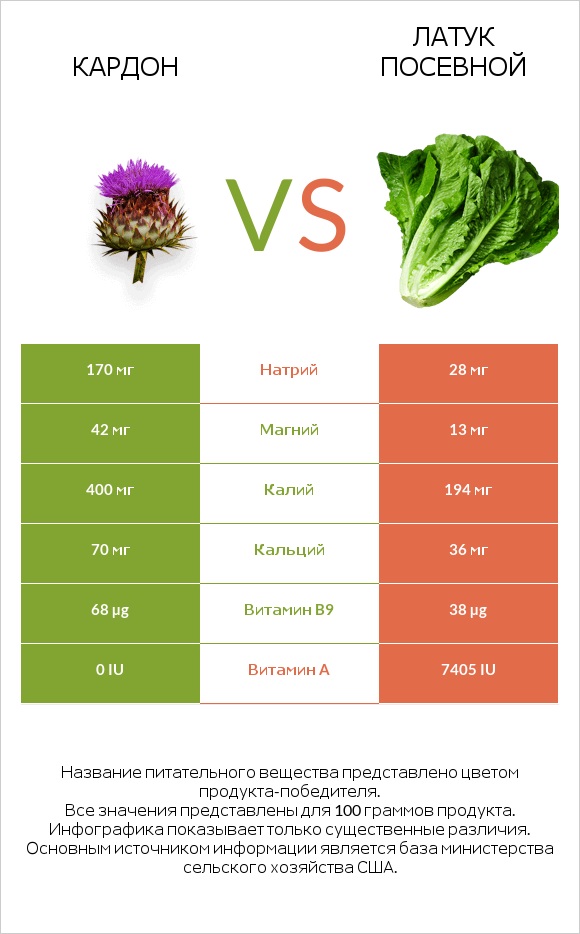 Кардон vs Латук посевной infographic