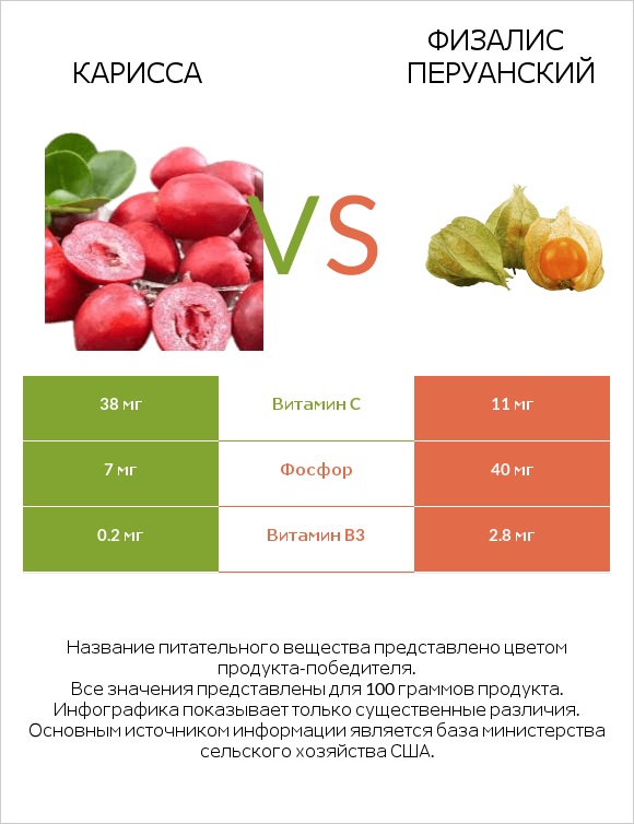 Карисса vs Физалис перуанский infographic