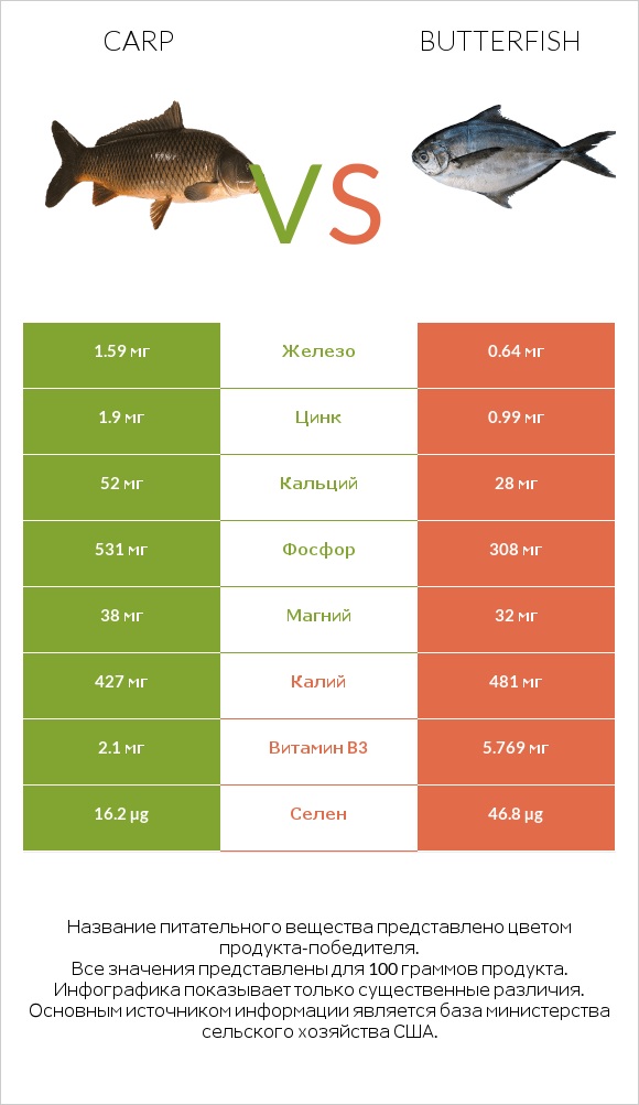 Carp vs Butterfish infographic