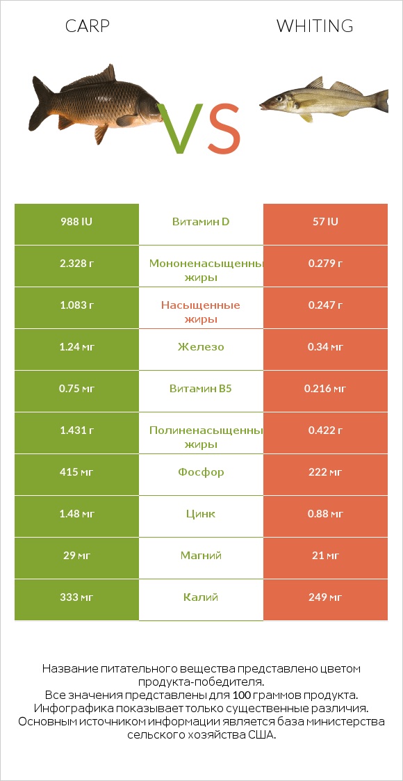 Carp vs Whiting infographic