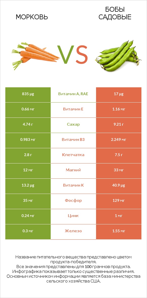 Морковь vs Бобы садовые infographic