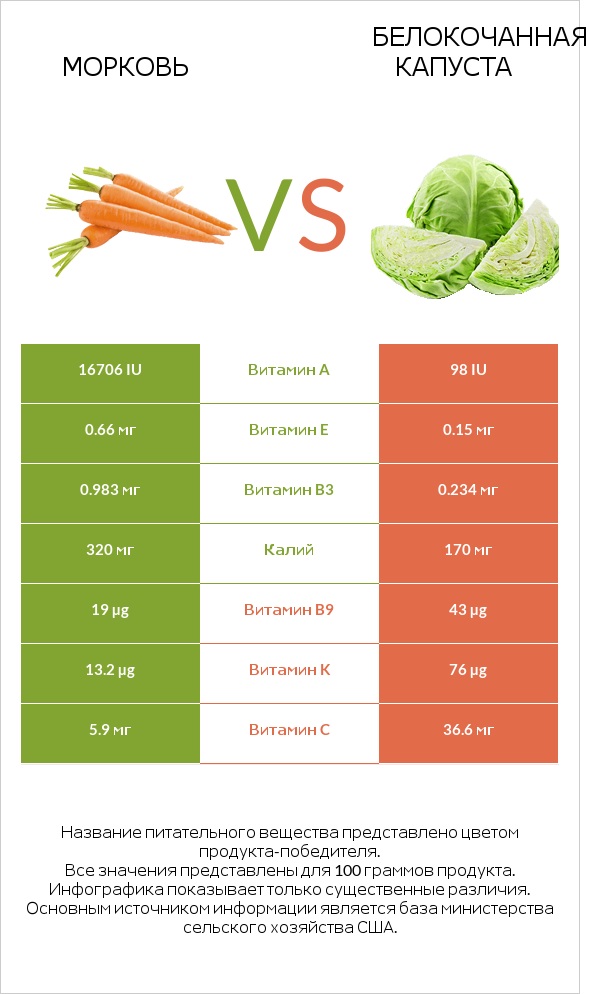 Морковь vs Капуста infographic