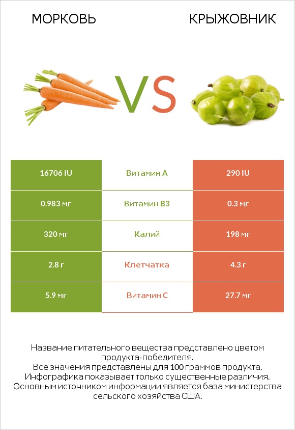 Морковь vs Крыжовник infographic