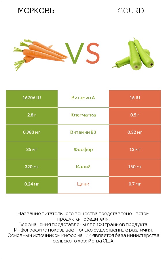 Морковь vs Gourd infographic