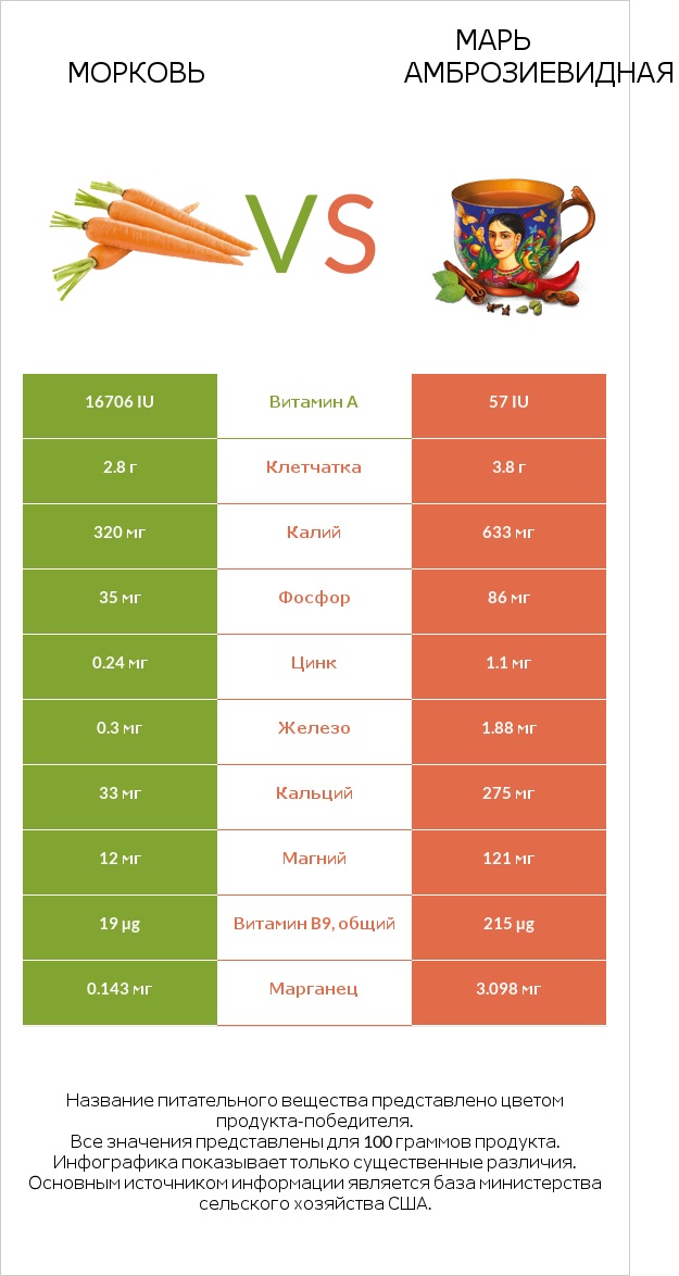 Морковь vs Марь амброзиевидная infographic