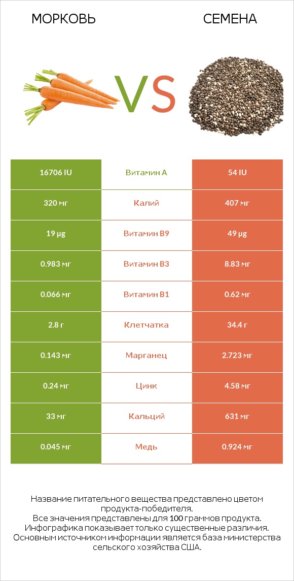 Морковь vs Семена infographic