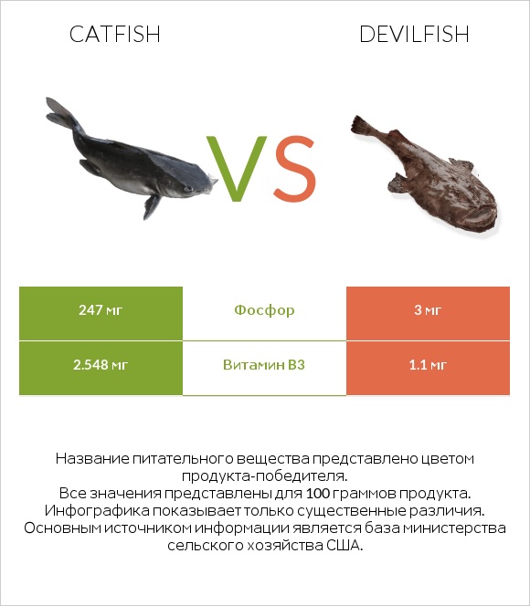 Catfish vs Devilfish infographic