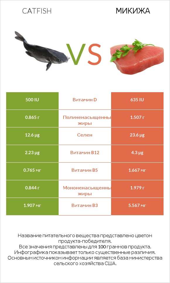 Catfish vs Микижа infographic