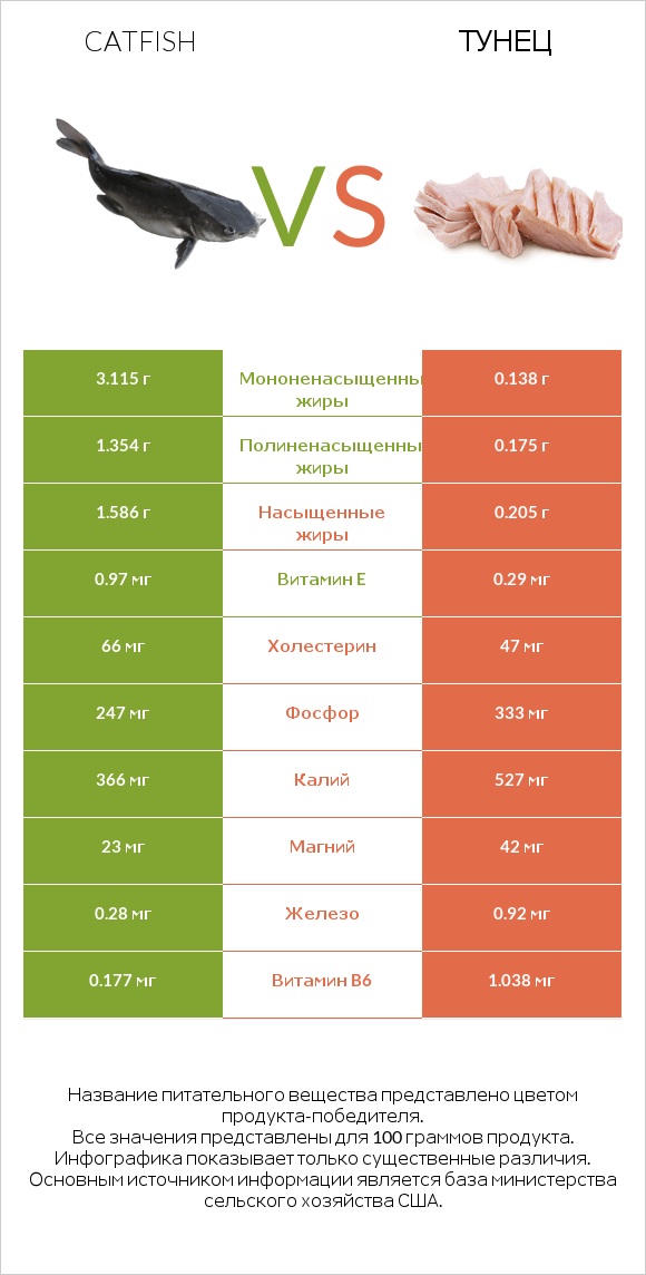 Catfish vs Тунец infographic