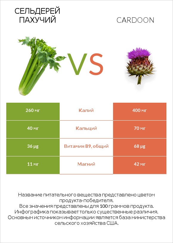 Сельдерей пахучий vs Кардон infographic