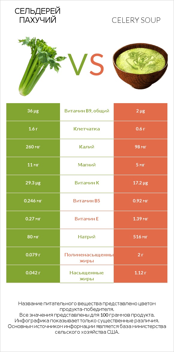 Сельдерей пахучий vs Celery soup infographic