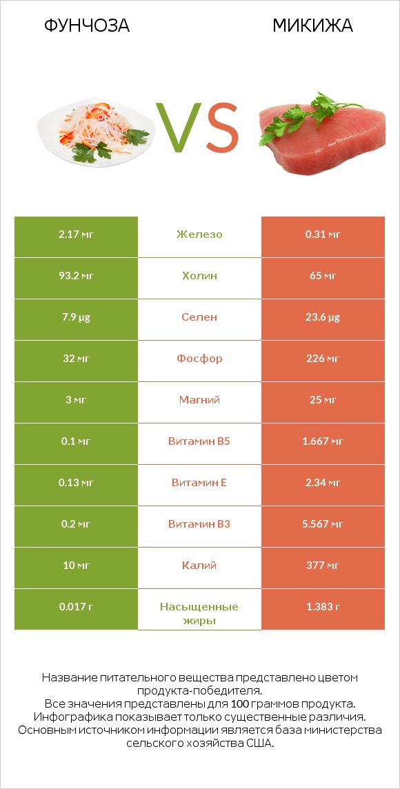 Фунчоза vs Микижа infographic