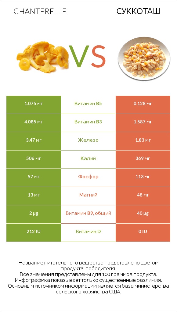 Chanterelle vs Суккоташ infographic