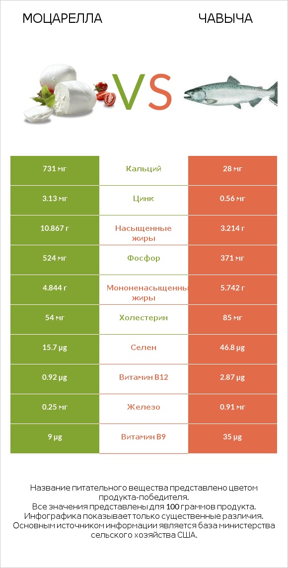 Моцарелла vs Чавыча infographic