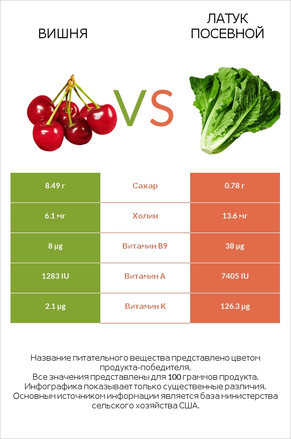 Вишня vs Латук посевной infographic