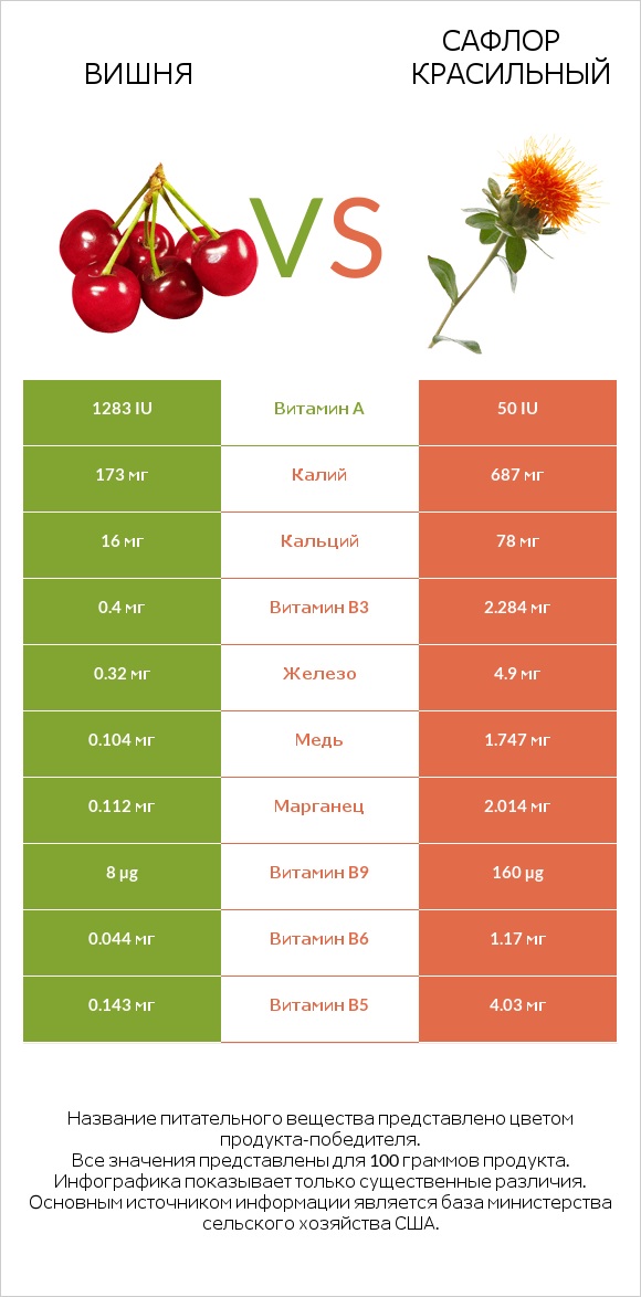 Вишня vs Сафлор красильный infographic