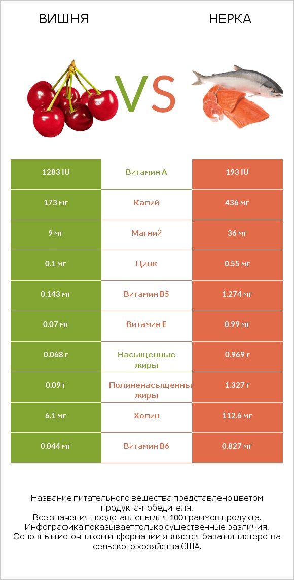 Вишня vs Нерка infographic