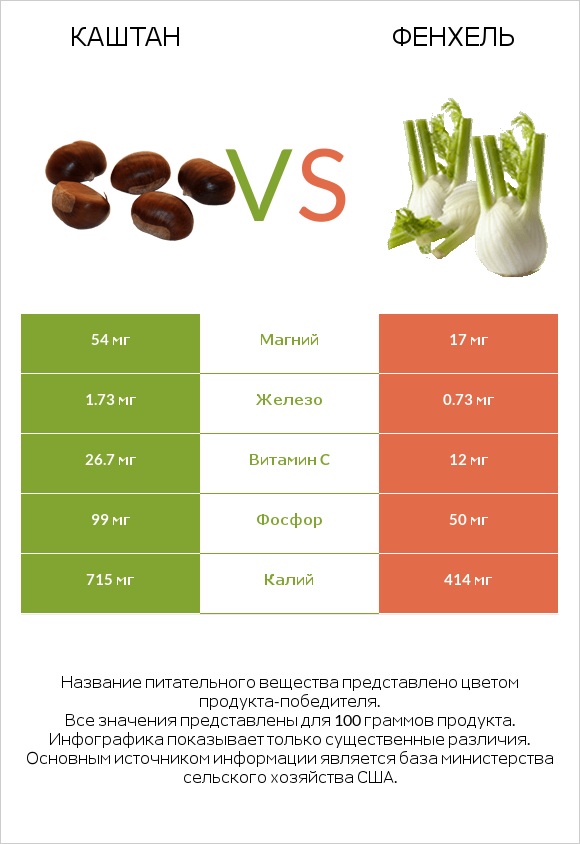 Каштан vs Фенхель infographic