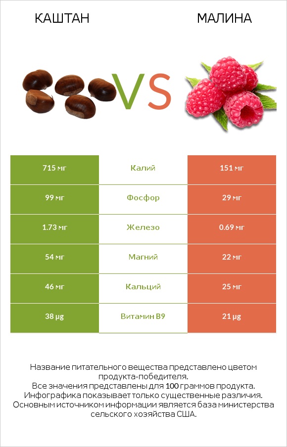 Каштан vs Малина infographic