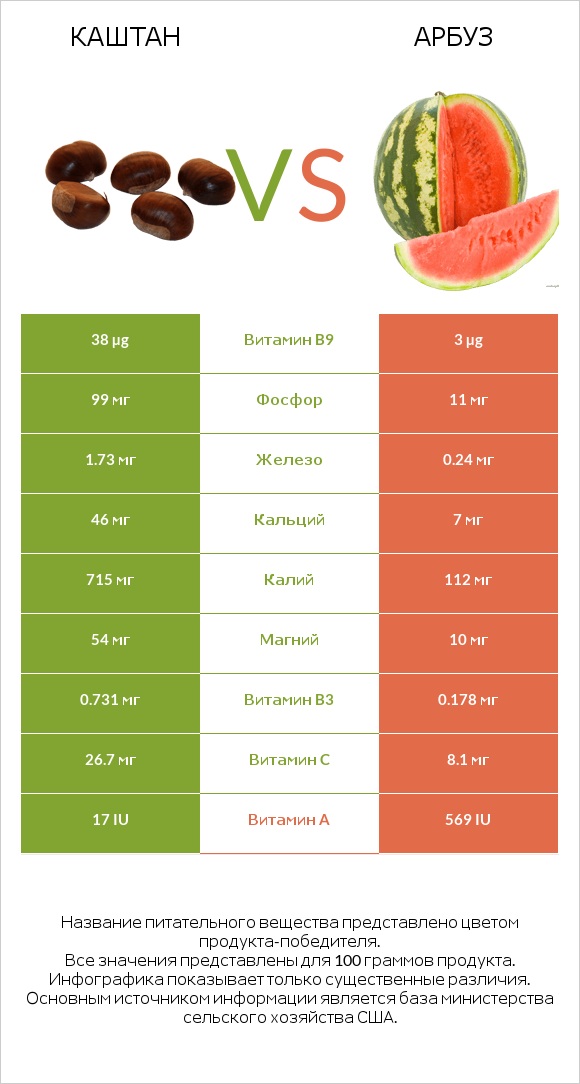 Каштан vs Арбуз infographic