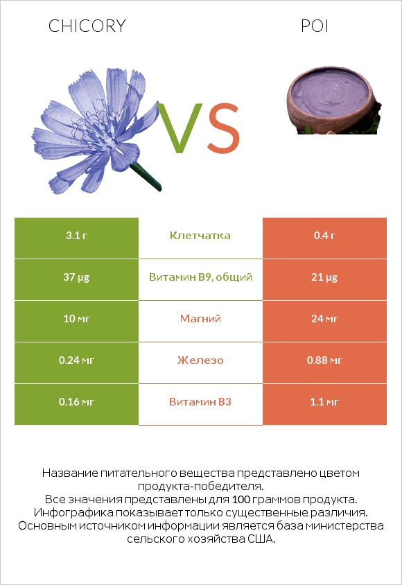 Chicory vs Poi infographic