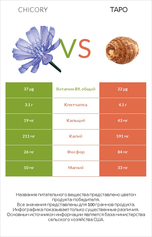 Chicory vs Таро infographic