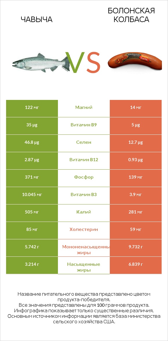 Чавыча vs Болонская колбаса infographic
