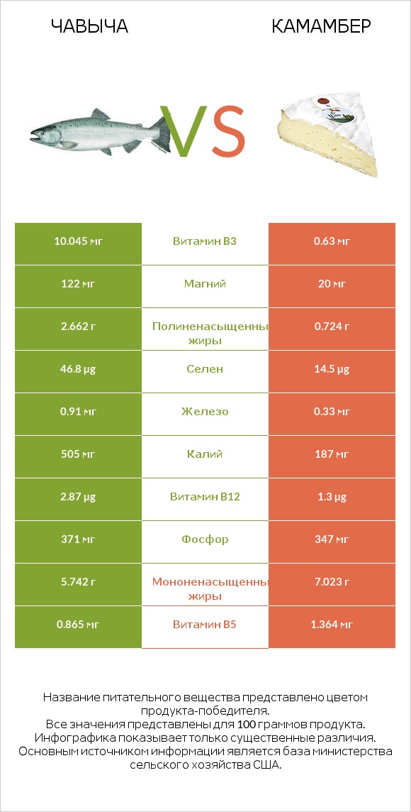 Чавыча vs Камамбер infographic