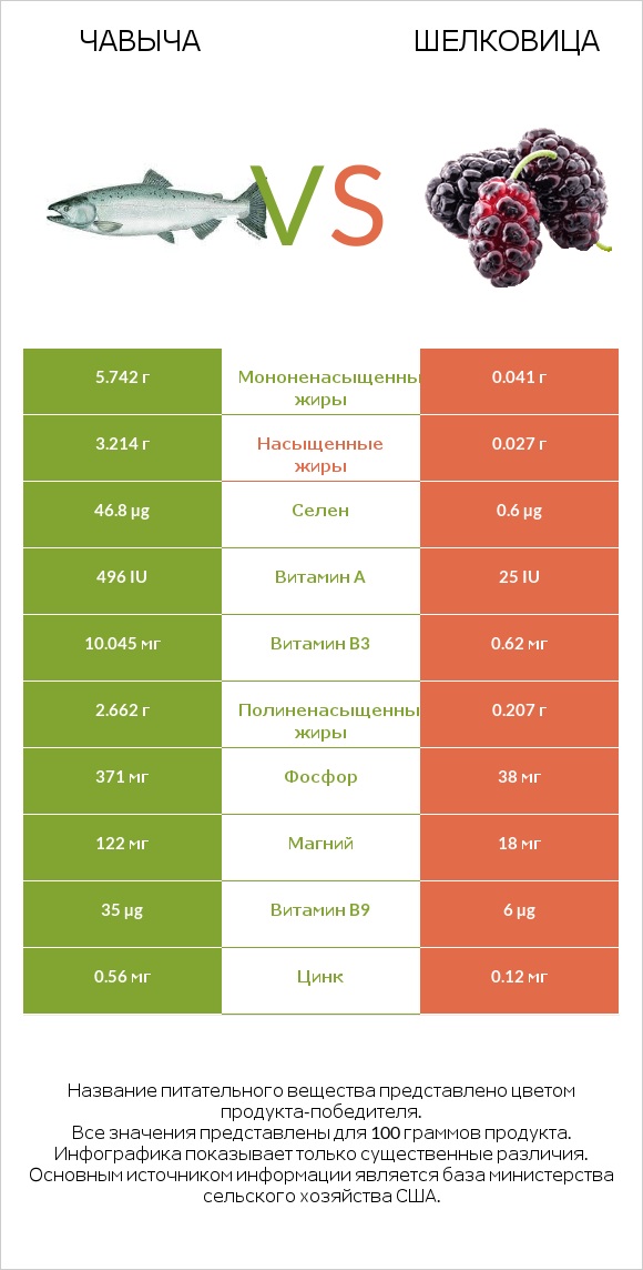 Чавыча vs Шелковица infographic
