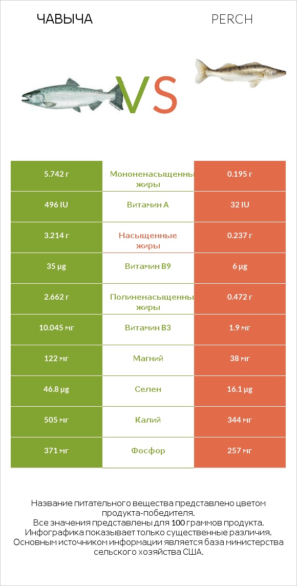 Чавыча vs Perch infographic