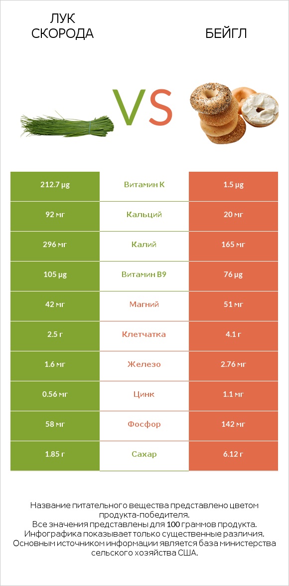 Лук скорода vs Бейгл infographic