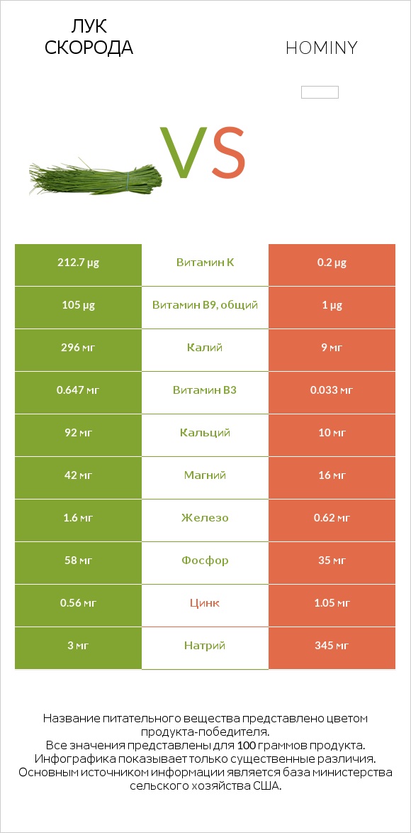 Лук скорода vs Hominy infographic