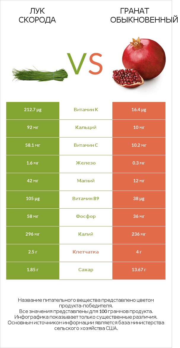 Лук скорода vs Гранат обыкновенный infographic