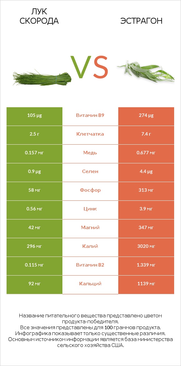 Лук скорода vs Эстрагон infographic