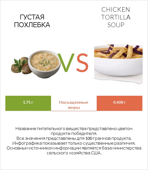 Густая похлебка vs Chicken tortilla soup infographic